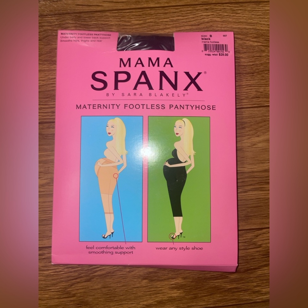 NIB SPANX Mama Black Footless Pantyhose Size B